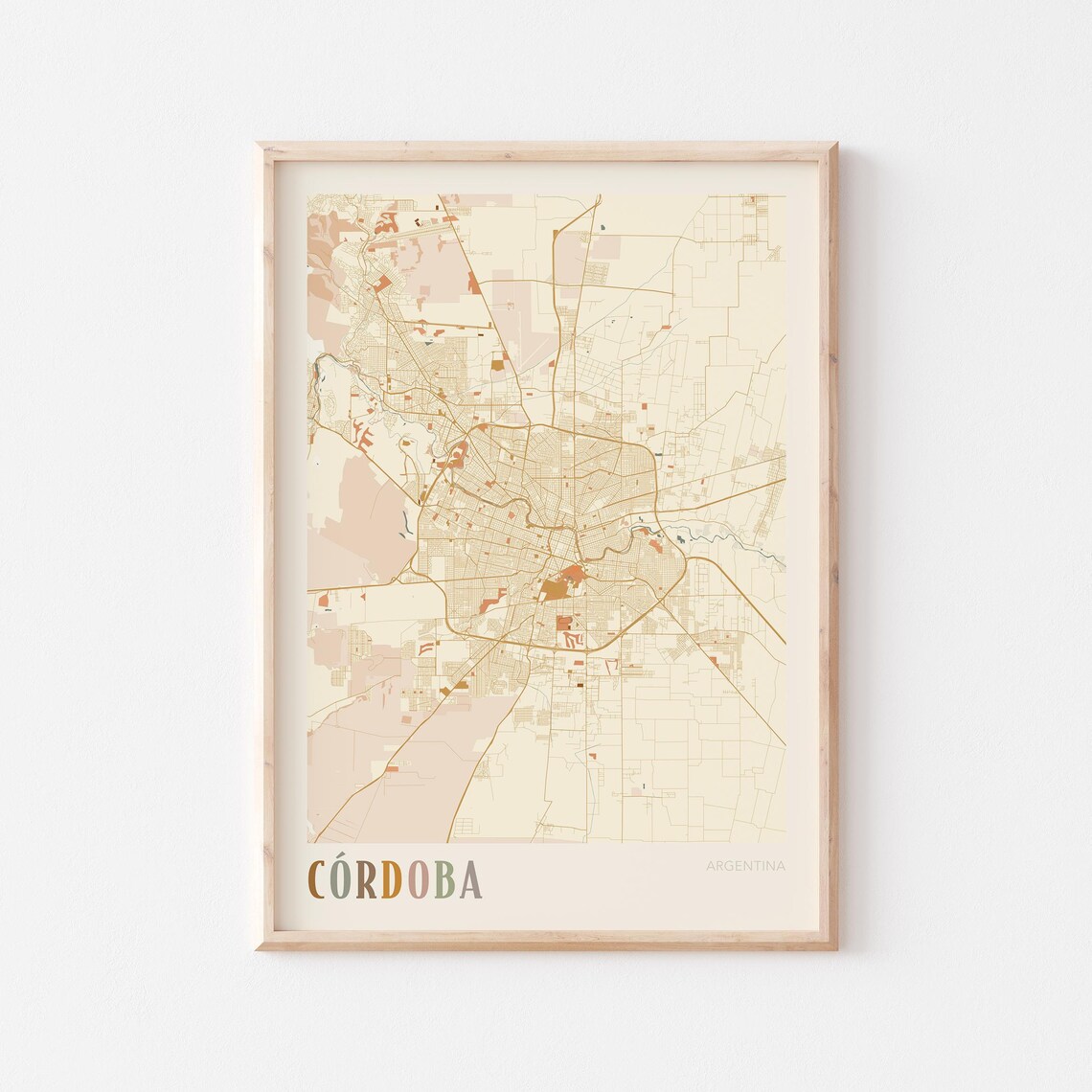 Cordoba Map Poster Print Wall Art Argentina Travel Gift Boho Decor