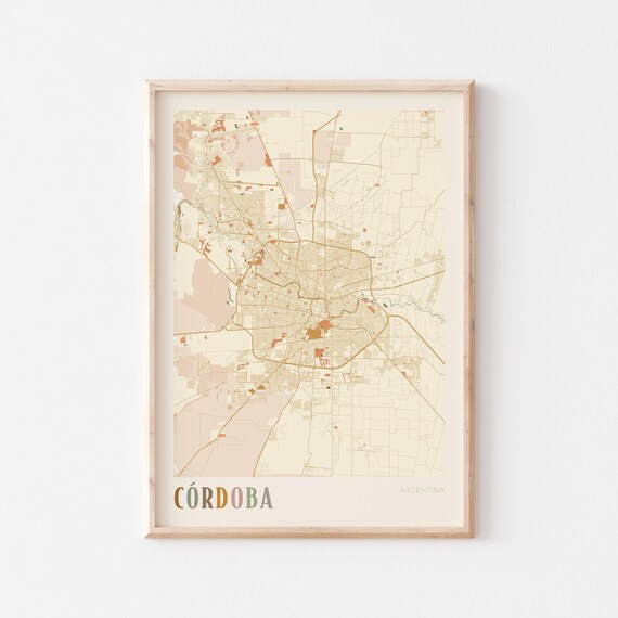 Cordoba Map Poster Print Wall Art Argentina Travel Gift Boho Decor