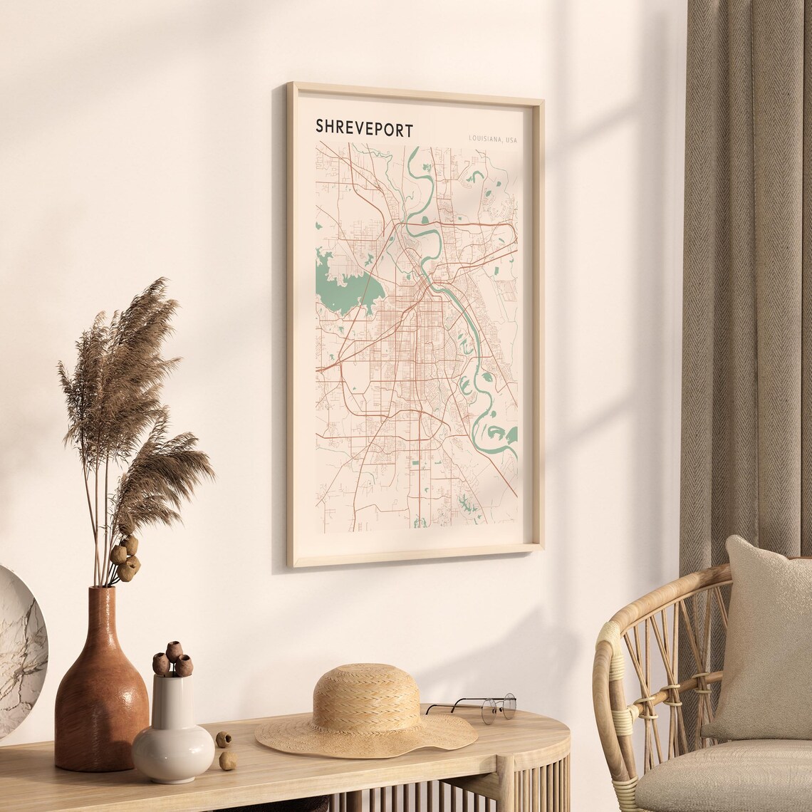 Shreveport Louisiana Modern Minimalist City Street Map Art Poster - Image 3