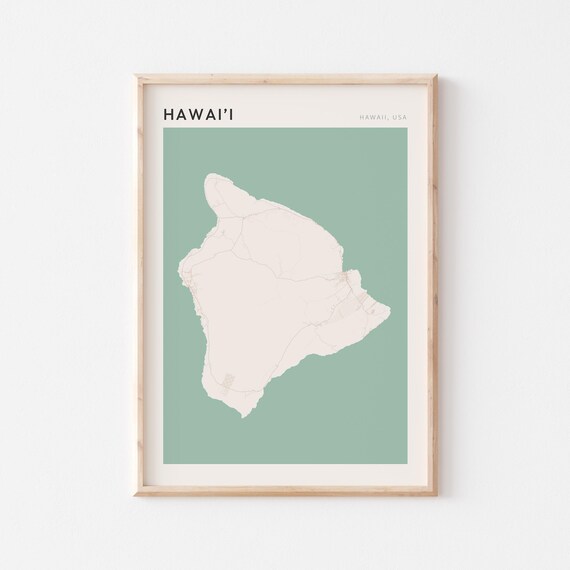 Hawai'i Hawaii Minimalist Island Map Poster Boho Wall Decor Travel Gift