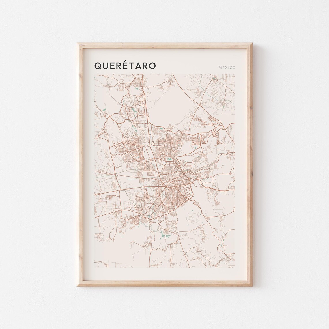 Queretaro Map Poster Print Wall Art Mexico Travel Gift Farmhouse Decor