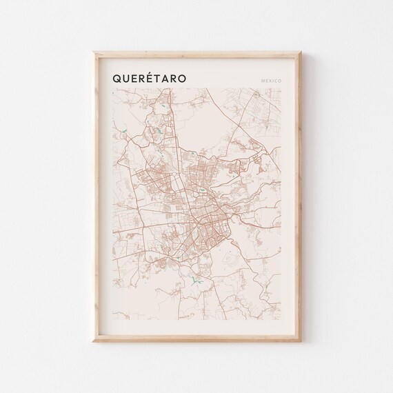 Queretaro Map Poster Print Wall Art Mexico Travel Gift Farmhouse Decor