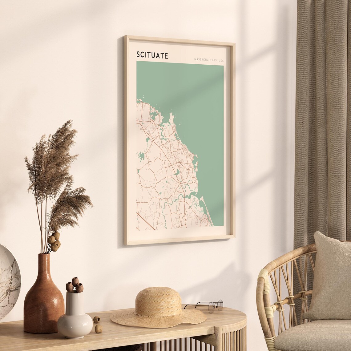 Scituate Massachusetts Modern Minimalist City Street Map Art Poster - Image 3