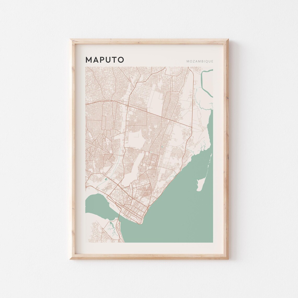 Maputo Map Poster Print Wall Art Mozambique Africa Travel Gift Minimalist