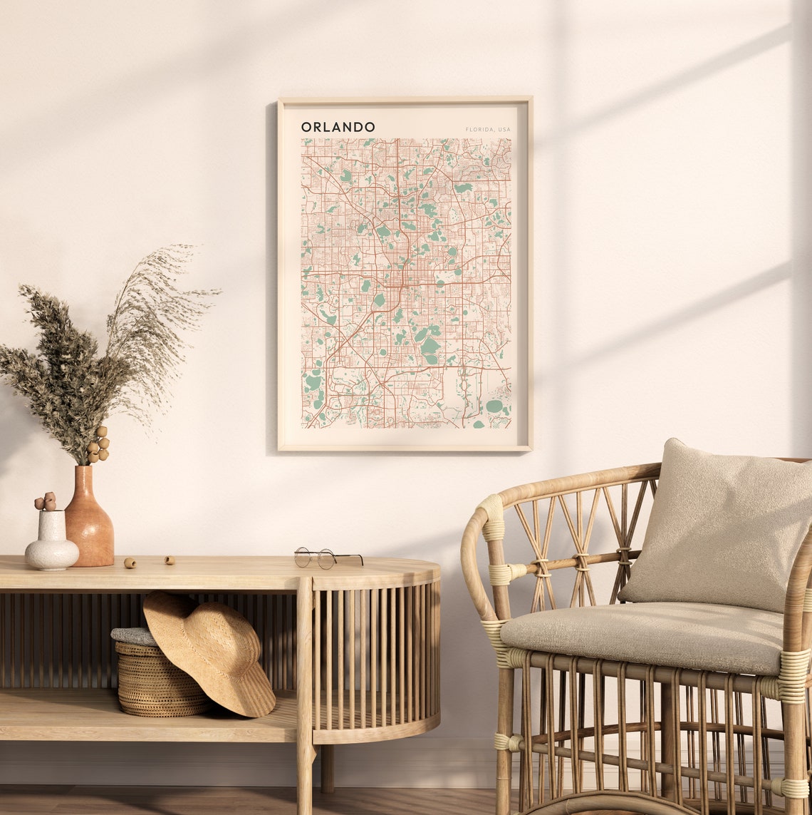 Orlando Florida Modern Farmhouse City Map Poster for Office Wall Decor - Image 2