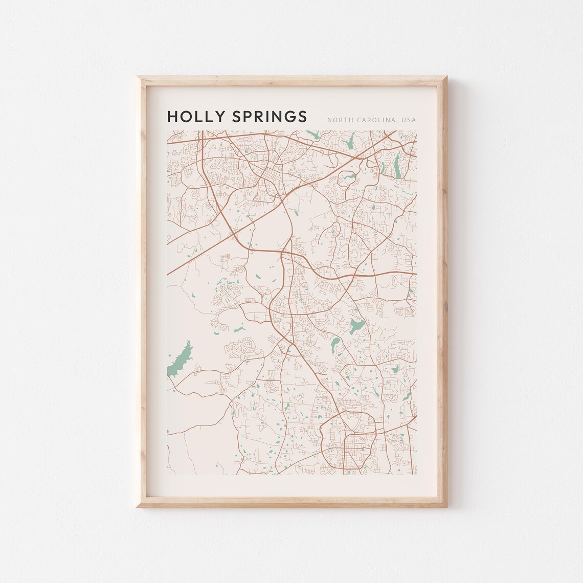 Holly Springs North Carolina Minimalist Line Art Street Map Poster