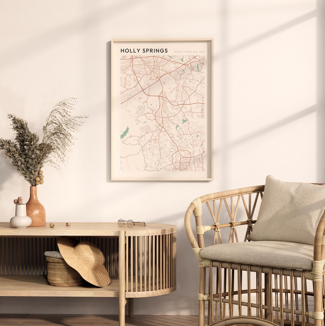 Holly Springs North Carolina Minimalist Line Art Street Map Poster - Image 2