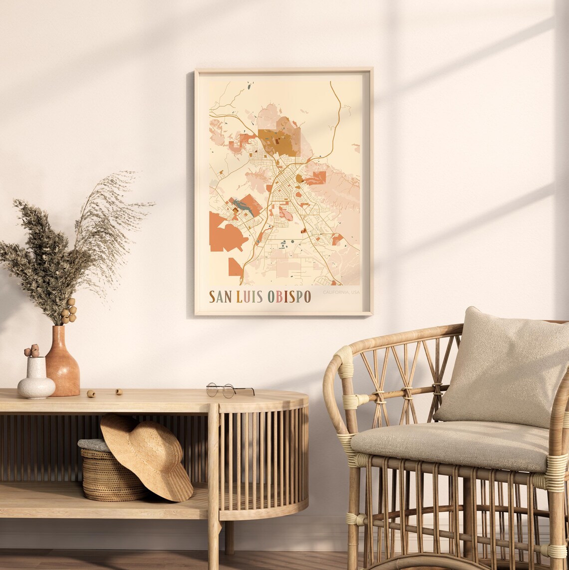 San Luis Obispo Boho Travel Poster, California Map - Image 2