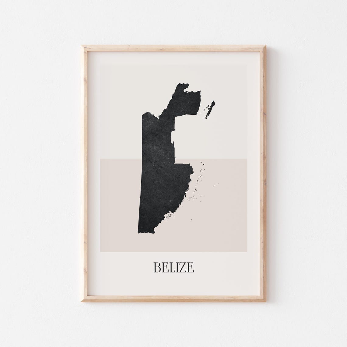 Belize Boho Minimalist Black Country Silhouette Map Art Poster