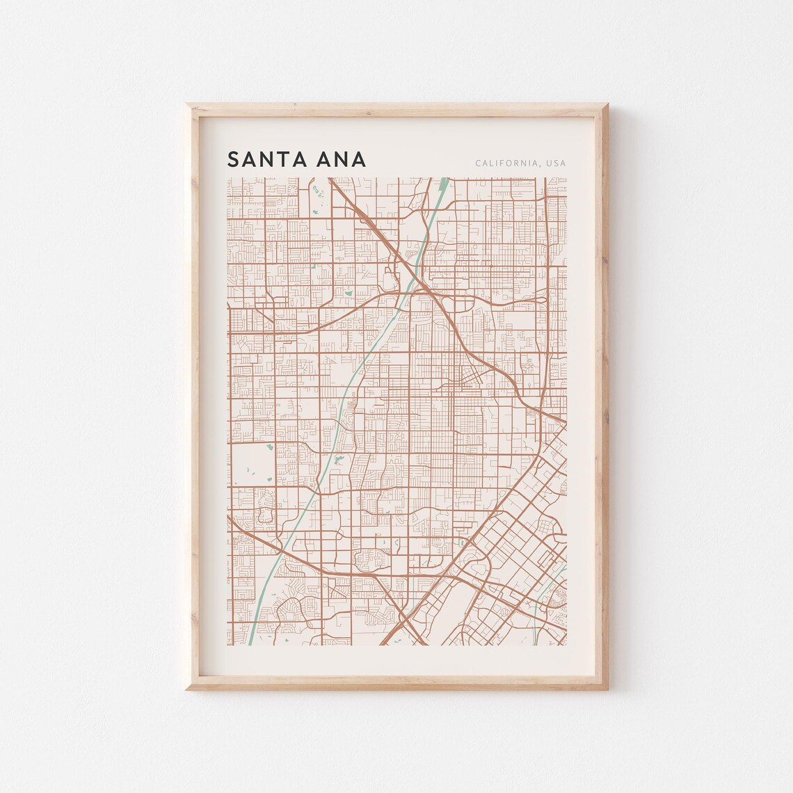 Santa Ana California Minimalist City Street Map Wall Decor Poster