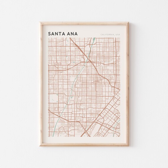 Santa Ana California Minimalist City Street Map Wall Decor Poster
