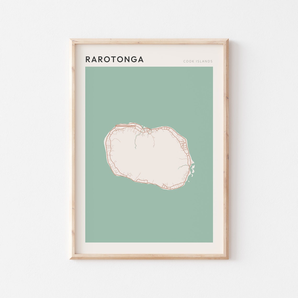 Rarotonga Cook Islands South Pacific Minimalist Island Map Poster