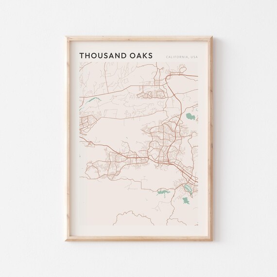 Thousand Oaks California Minimalist City Street Map Wall Decor Poster