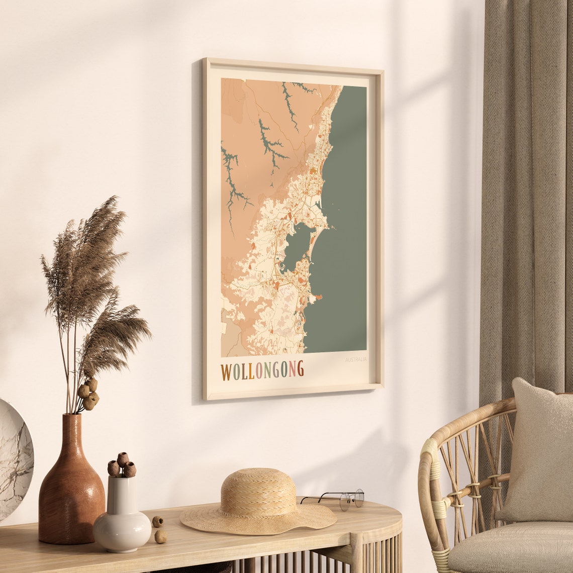 Wollongong Map Poster Wollongong Wall Art Wollongong Map Wollongong Poster Wollongong Print Wollongong Australia Boho Wall Art - Image 3