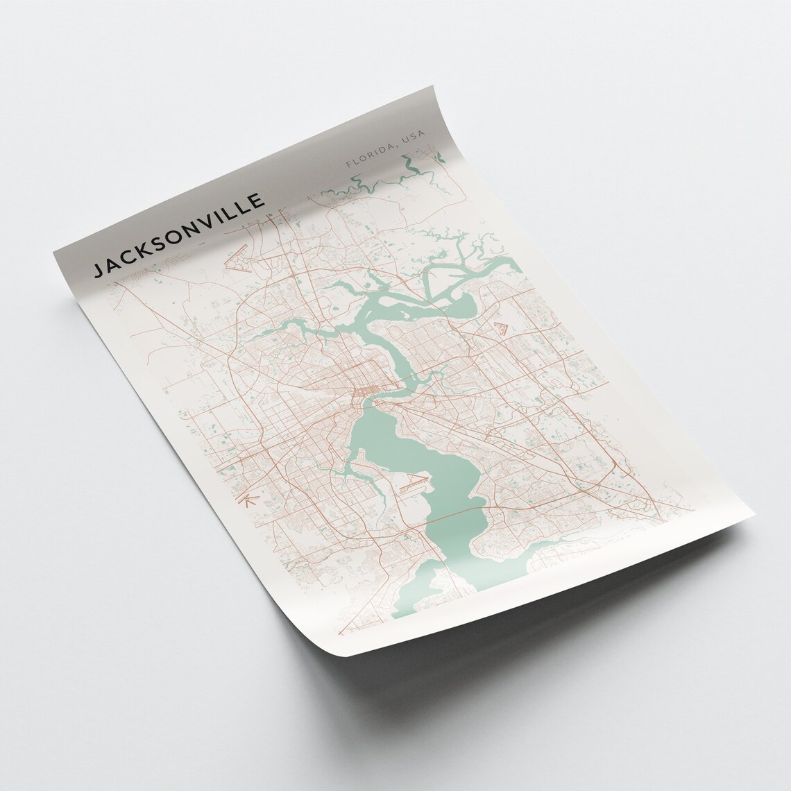 Jacksonville Florida Minimalist River Street Map Art Decor Poster - Image 2