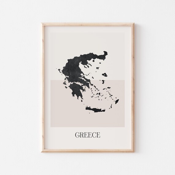 Greece Map Poster Print Minimalist Boho Wall Art Decor For Home Or Gift