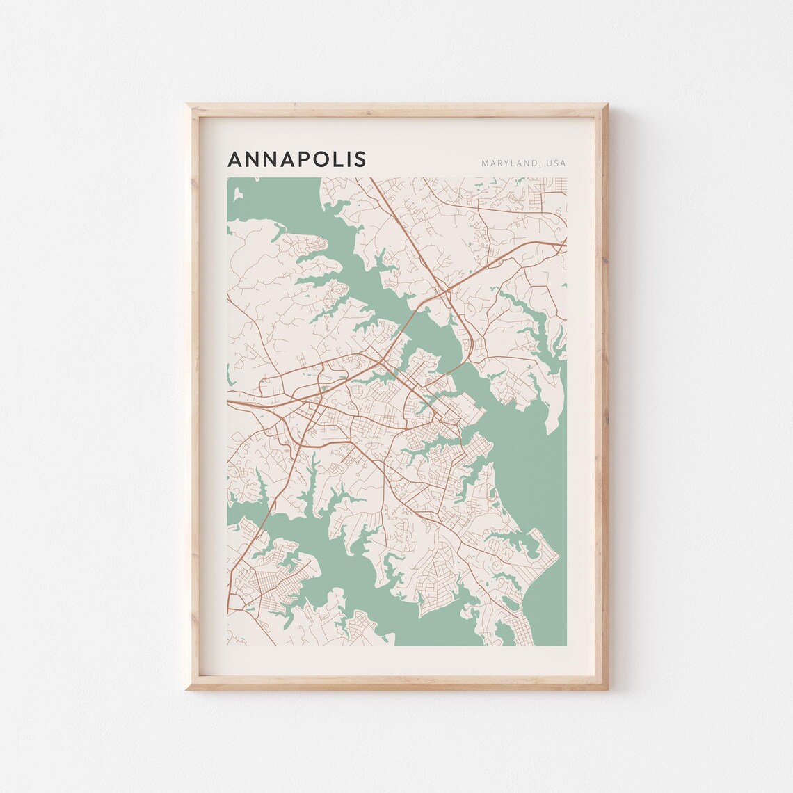 Annapolis Maryland City Map Poster Minimalist Line Art Modern Wall Decor Gift