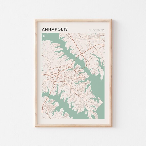 Annapolis Maryland City Map Poster Minimalist Line Art Modern Wall Decor Gift