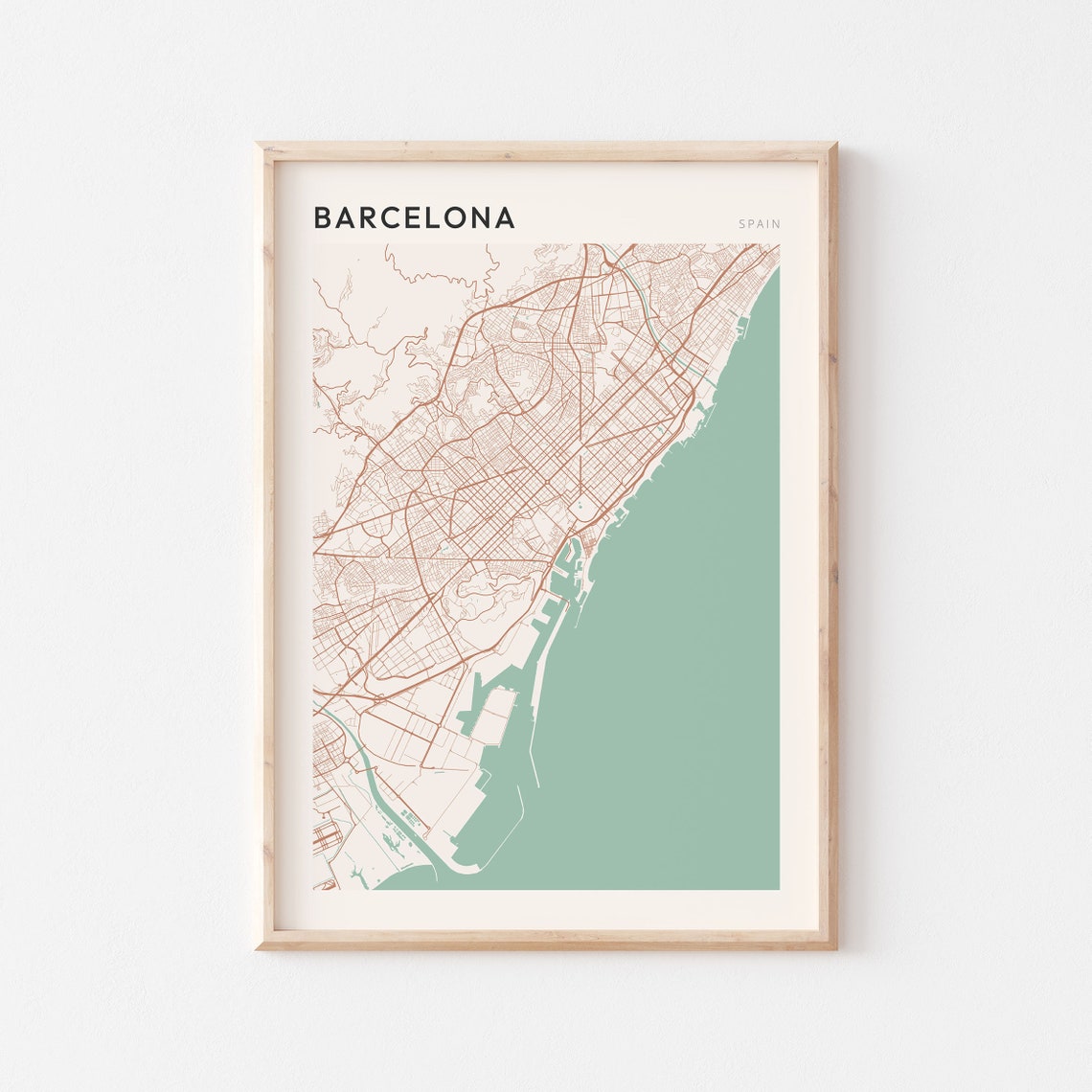 Barcelona Spain Minimalist City Street Map Art Poster Home Decor