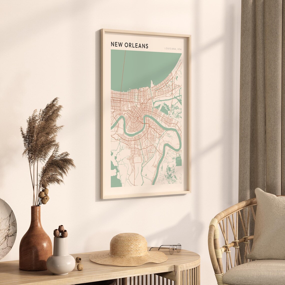 New Orleans Louisiana Modern Minimalist City Street Map Art Poster - Image 3