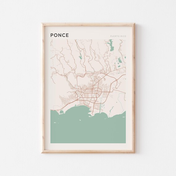 Ponce Map Poster Print Wall Art Puerto Rico Travel Gift Minimalist