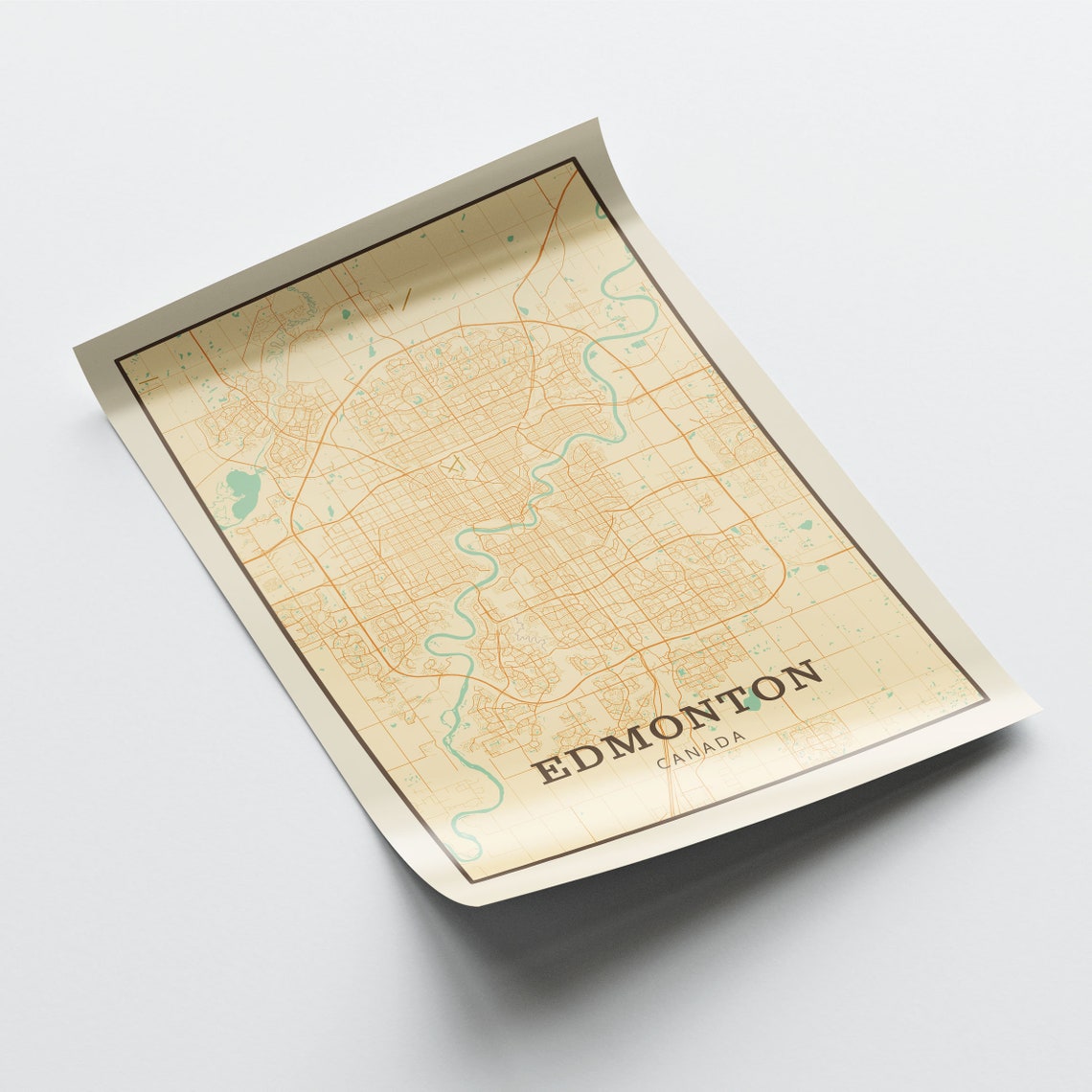 Edmonton Canada Vintage Street Map City Art Poster Home Decor Gift - Image 2