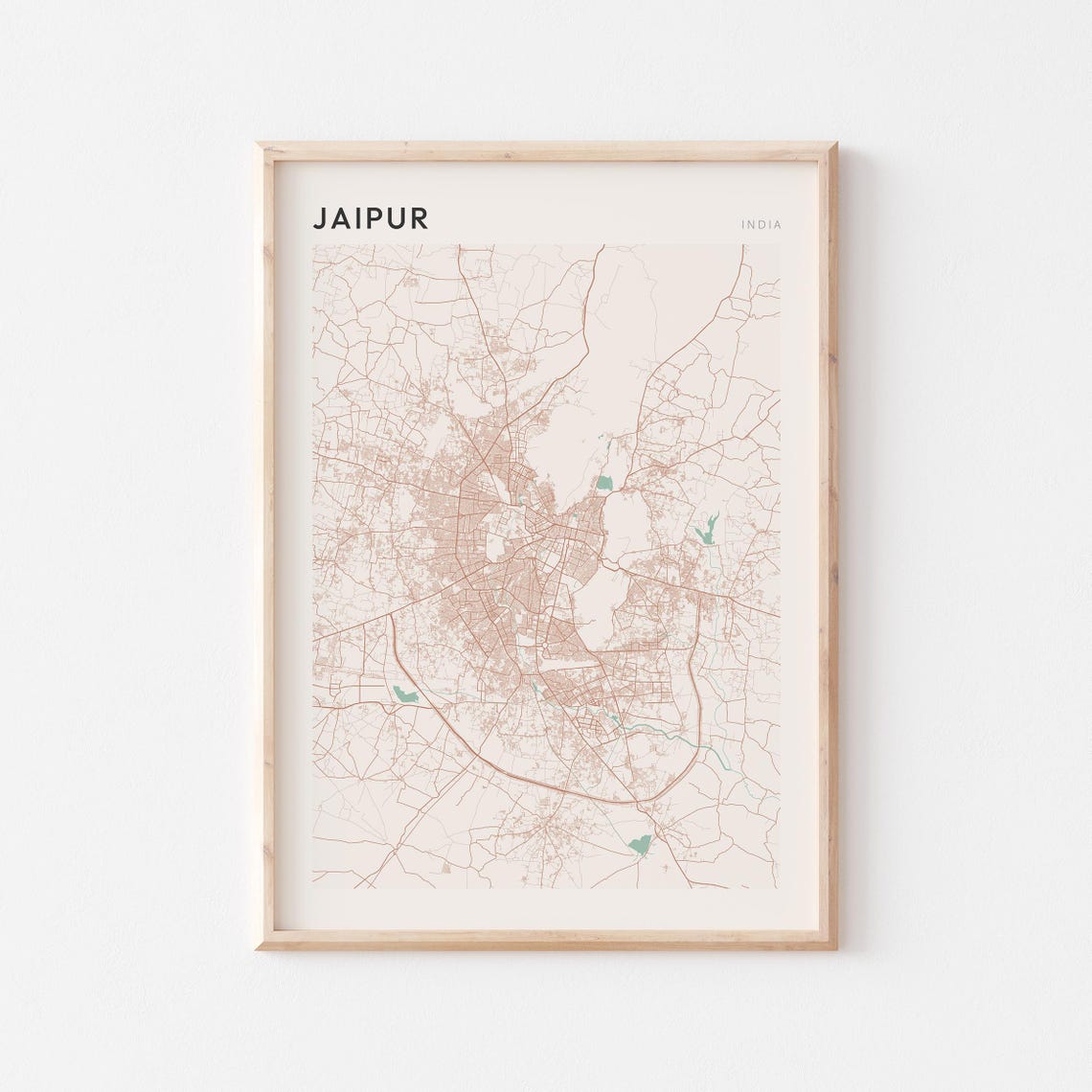 Jaipur India Minimalist City Map Blush Pink Street Lines Poster