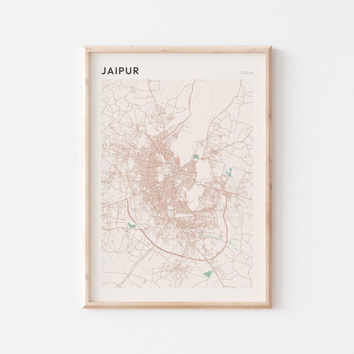Jaipur Map Poster Print Wall Art India Travel Gift Scandi