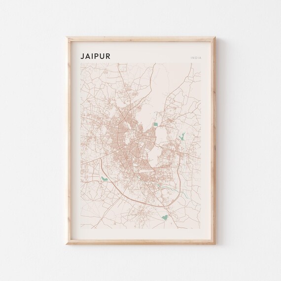 Jaipur Map Poster Print Wall Art India Travel Gift Scandi