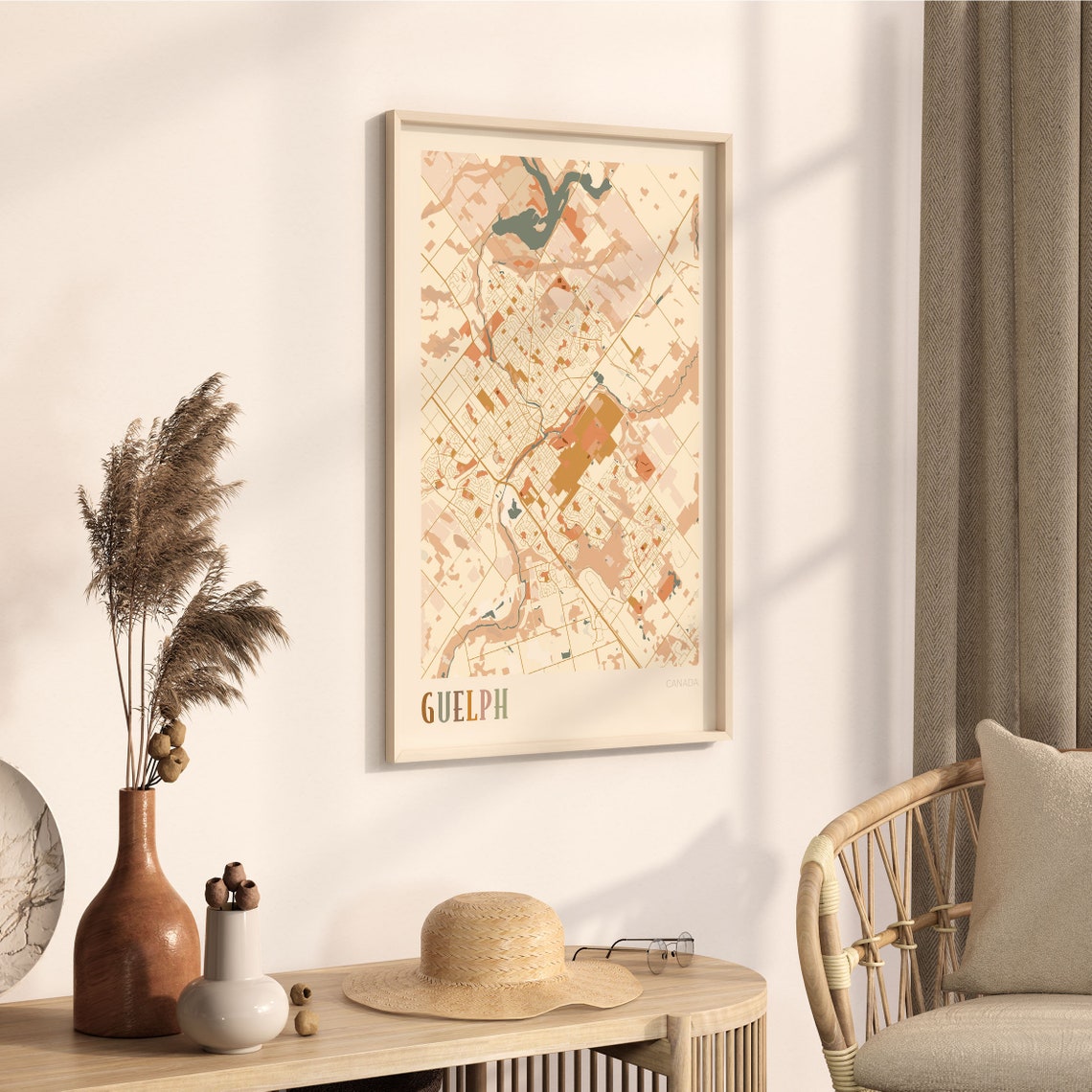Guelph Canada Warm Terracotta Minimalist City Map Poster Decor - Image 3