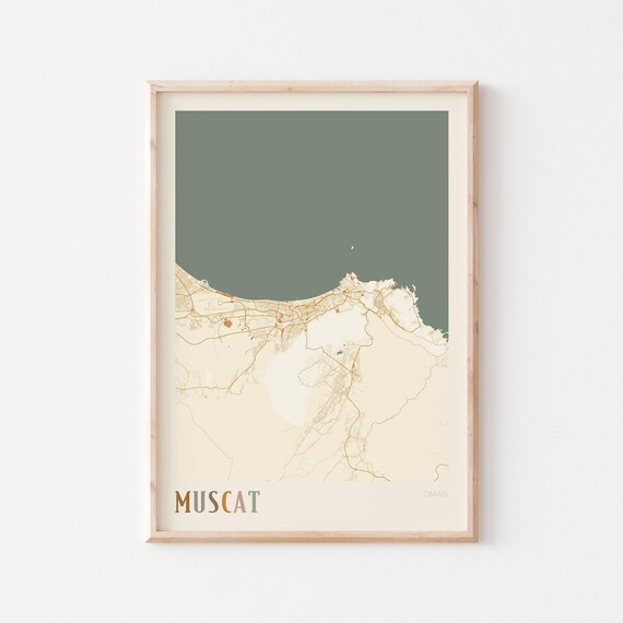 Muscat Map Poster Print Wall Art Oman Travel Gift Boho