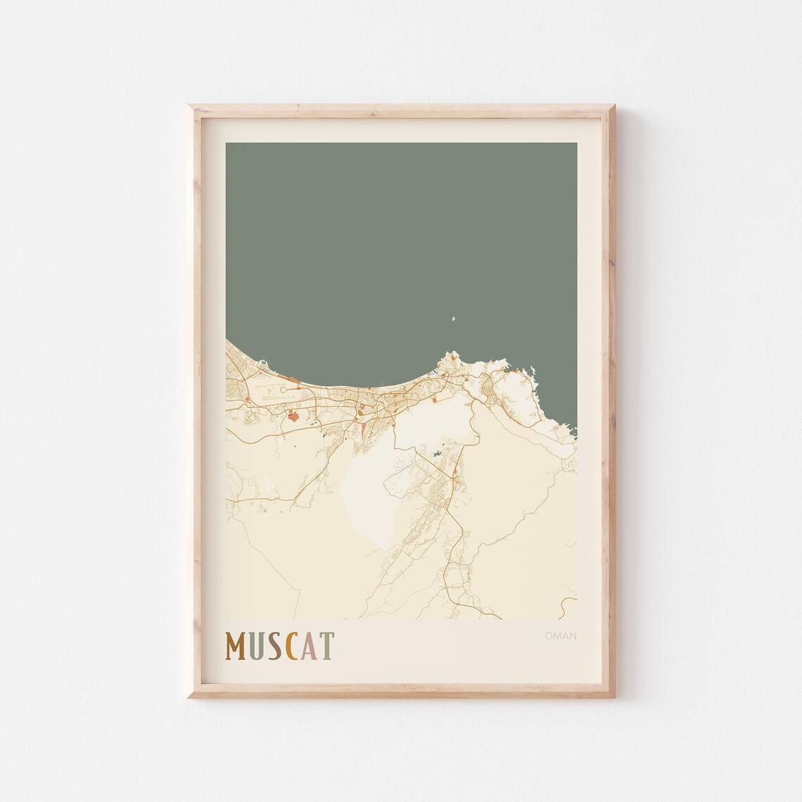 Muscat Map Poster Print Wall Art Oman Travel Gift Boho