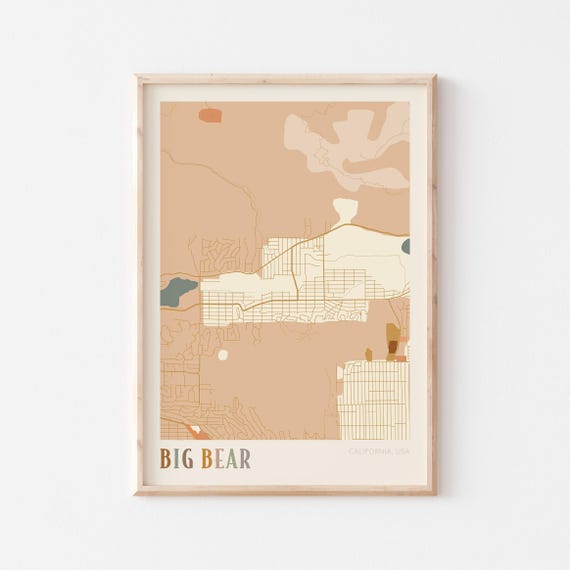 Big Bear Map Poster Big Bear Print Big Bear Poster Big Bear Wall Art California Travel Gift Boho Wall Art Dorm Room Decor