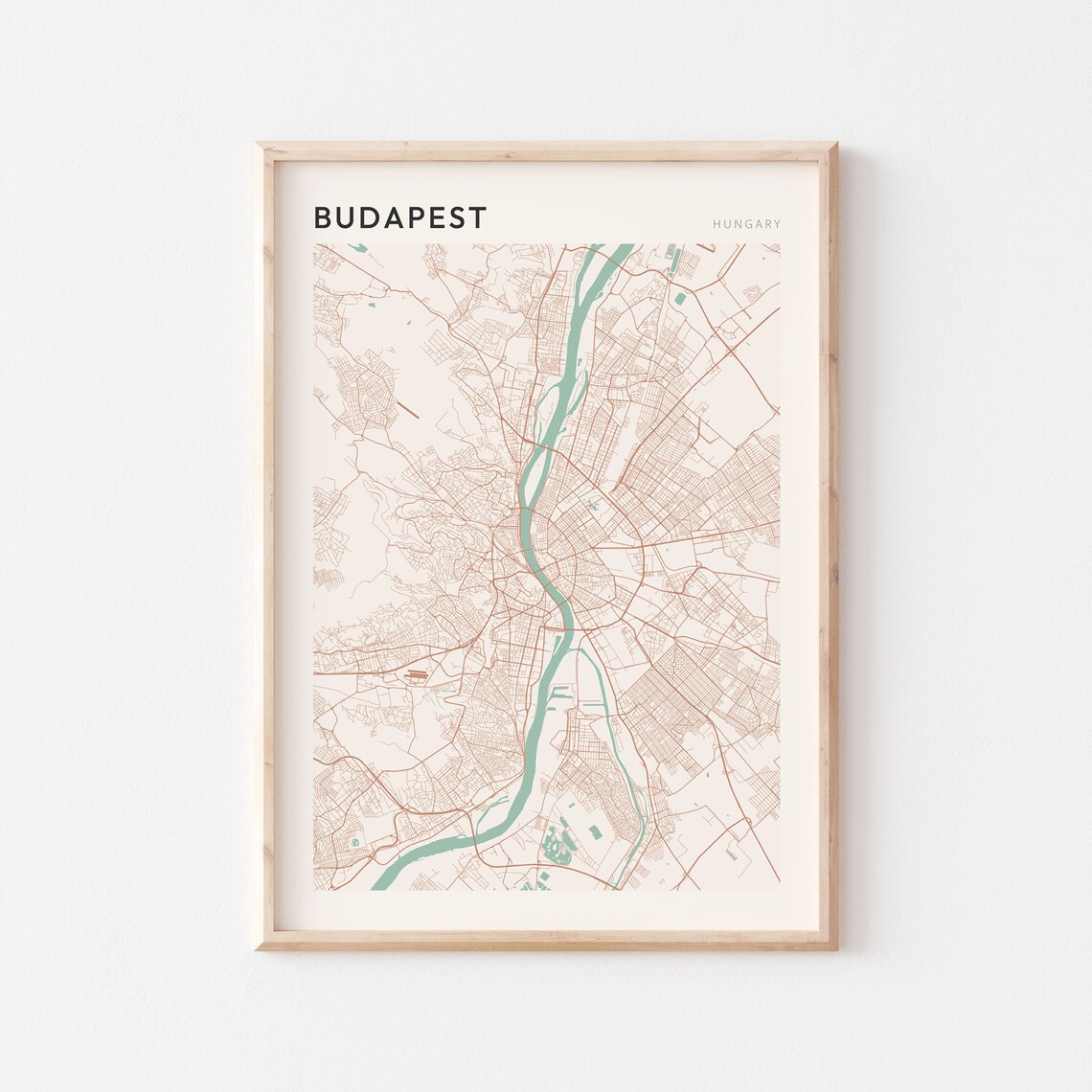 Budapest Hungary Minimalist City Street Map Art Poster Home Decor