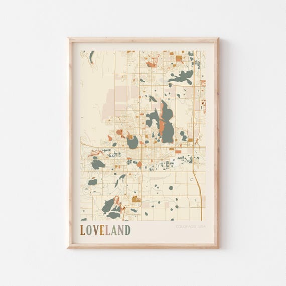 Loveland Map Poster, Boho Colorado Travel Art