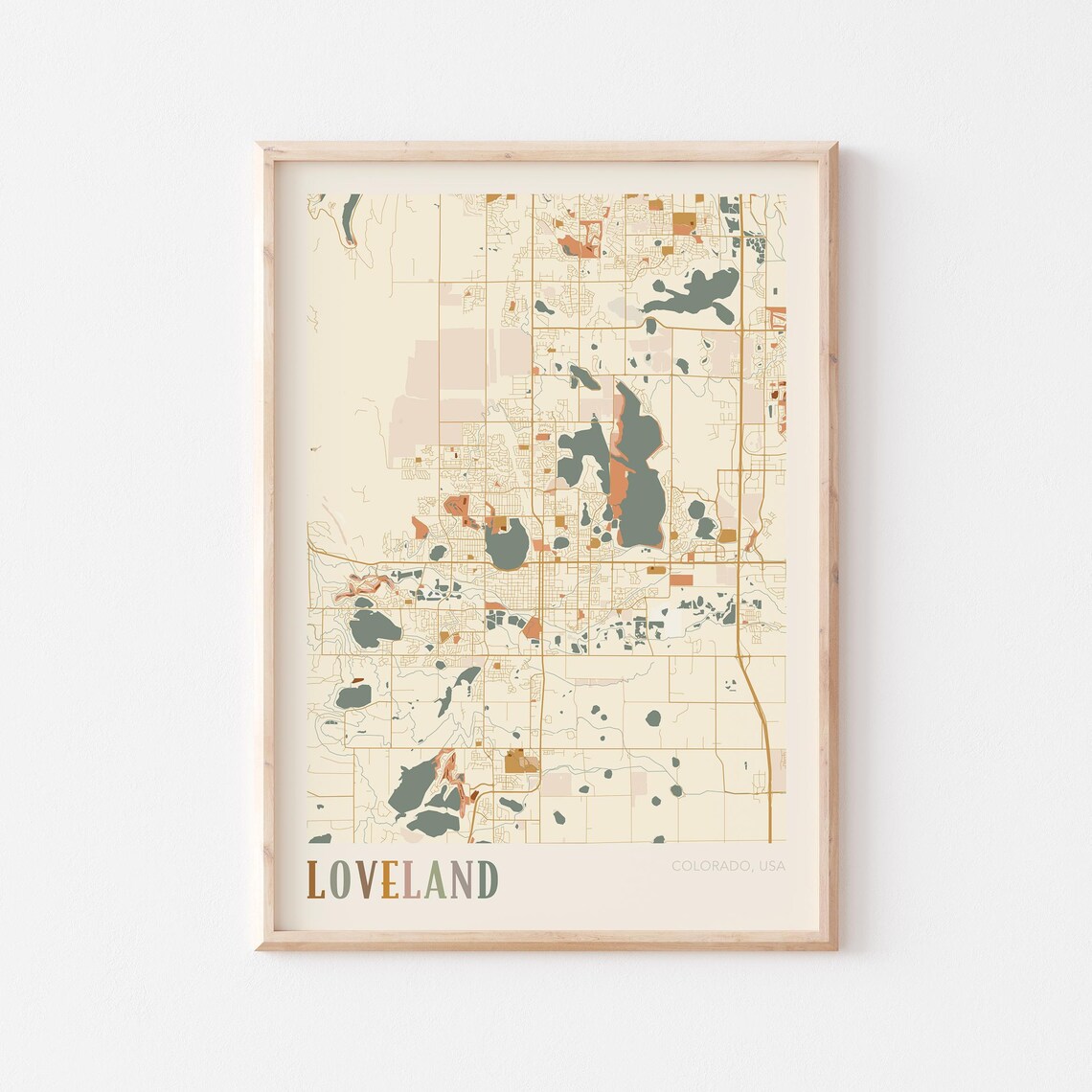 Loveland Map Poster, Boho Colorado Travel Art