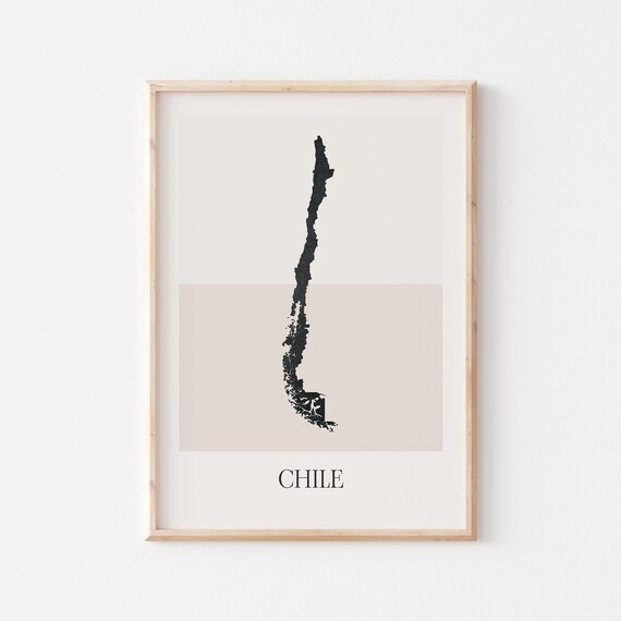 Chile Country Map Silhouette Minimalist Black Poster for Home