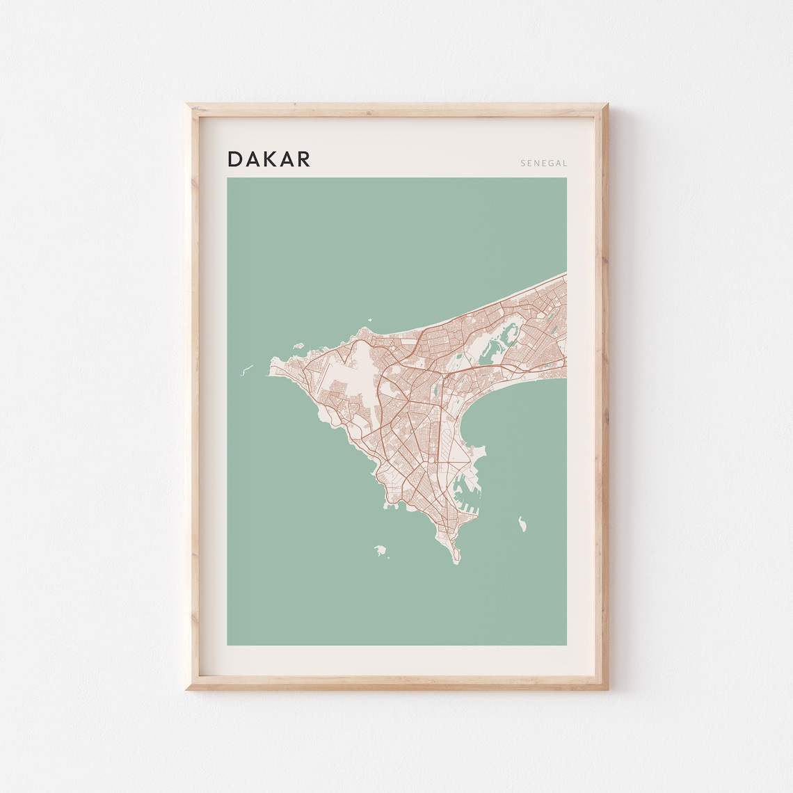 Dakar Senegal Vintage Peninsula City Map Streets And Harbor Travel Poster