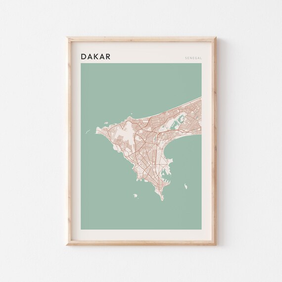Dakar Map Poster Print Wall Art Senegal Africa Travel Gift Minimalist