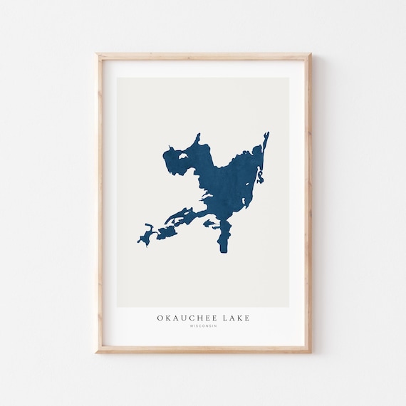 Okauchee Lake Map, Wisconsin Poster Print