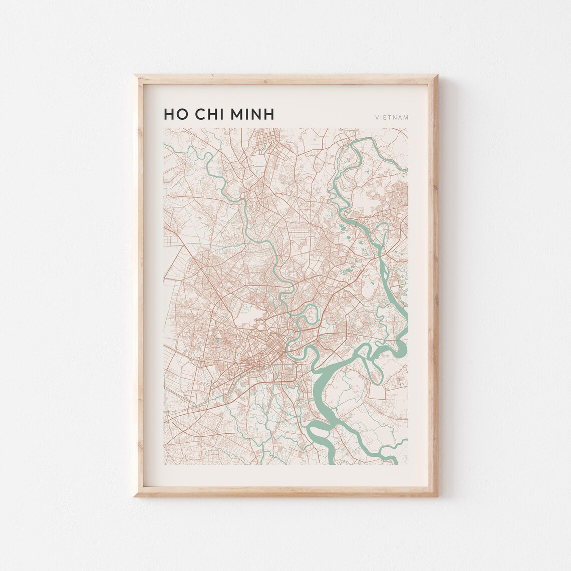 Ho Chi Minh Map Poster Print Wall Art Vietnam Travel Gift Scandi
