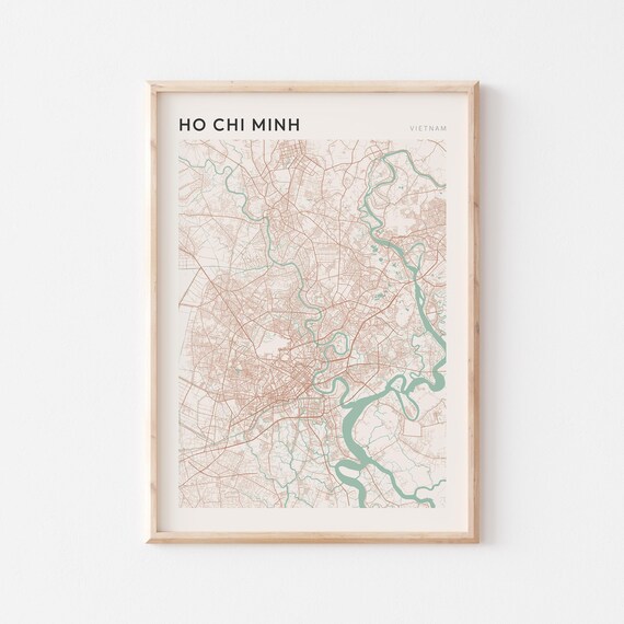 Ho Chi Minh Map Poster Print Wall Art Vietnam Travel Gift Scandi