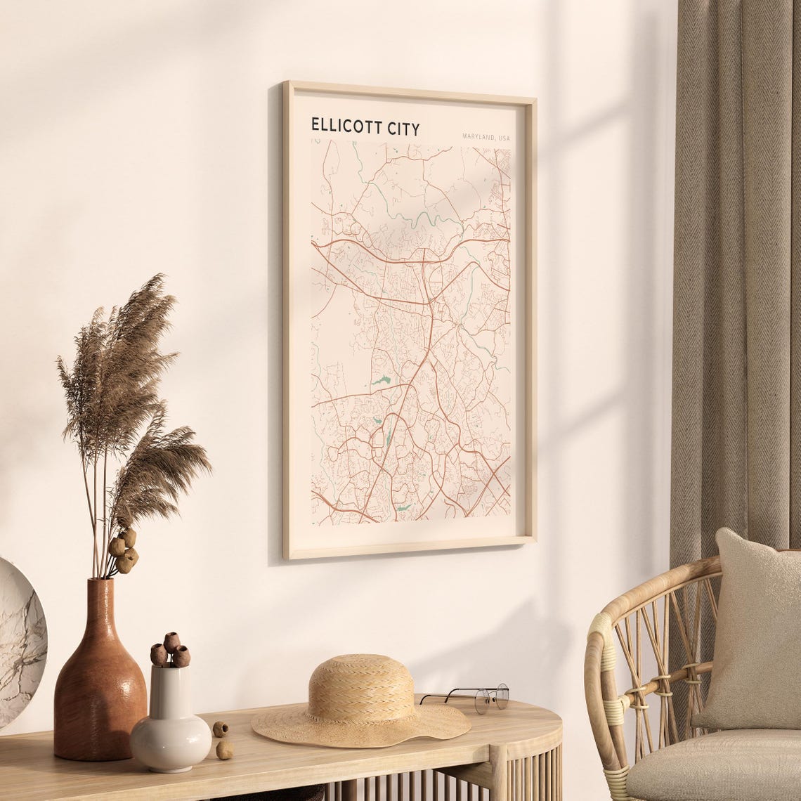 Ellicott City Map Poster Ellicott City Print Ellicott City Poster Ellicott City Wall Art Maryland Travel Gift Minimalist Art - Image 3
