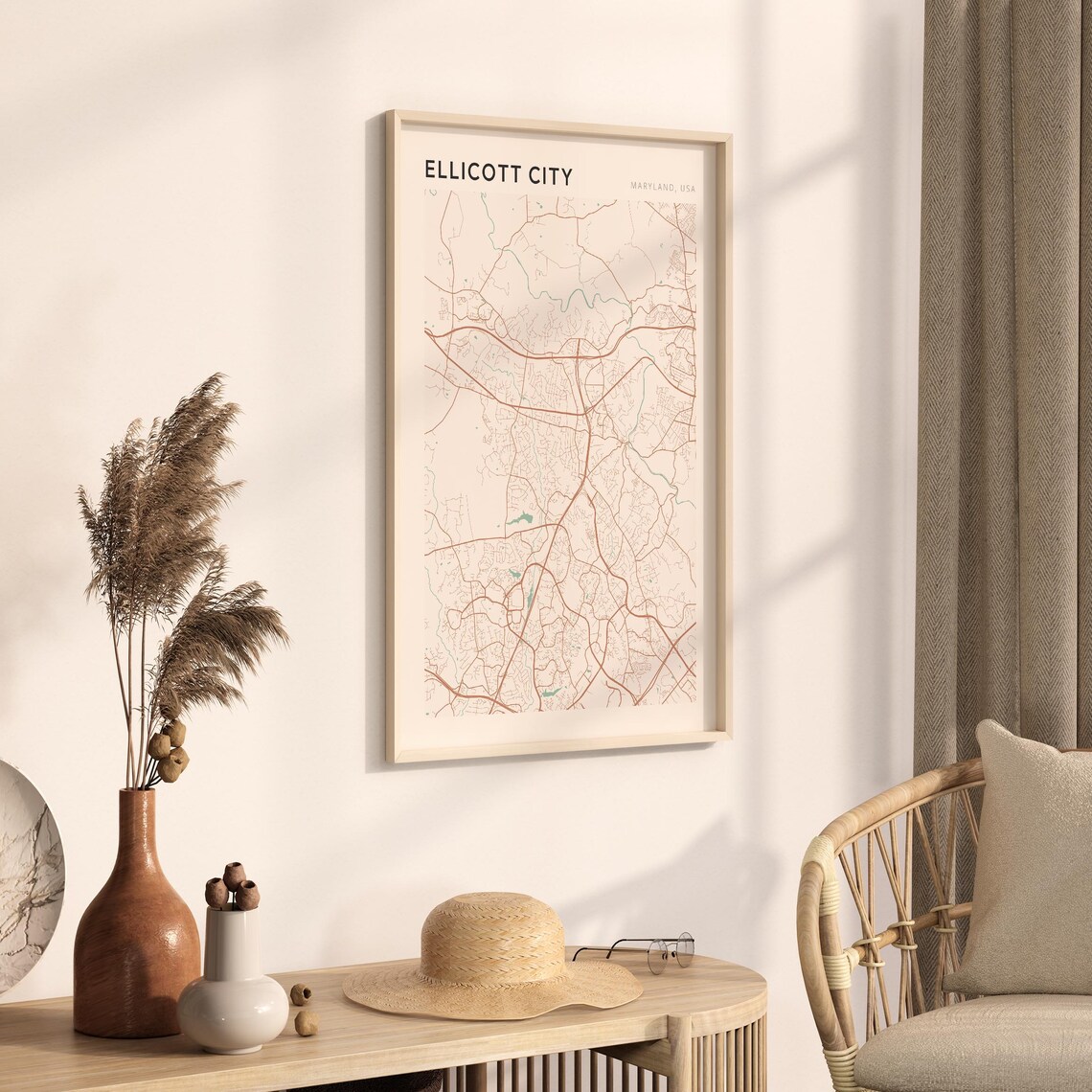 Ellicott City Maryland Minimalist Sage Green Modern City Map Poster - Image 3