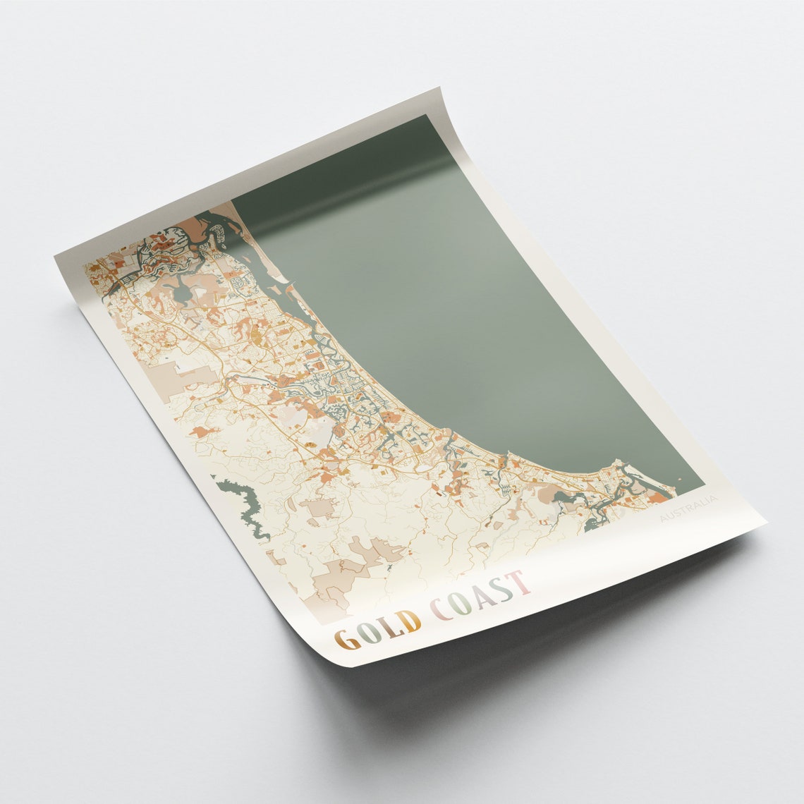 Gold Coast Australia Retro City Map Poster with Long Beach Coastline - Image 2