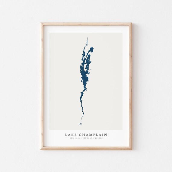 Lake Champlain Print Poster Art Wall Map New York