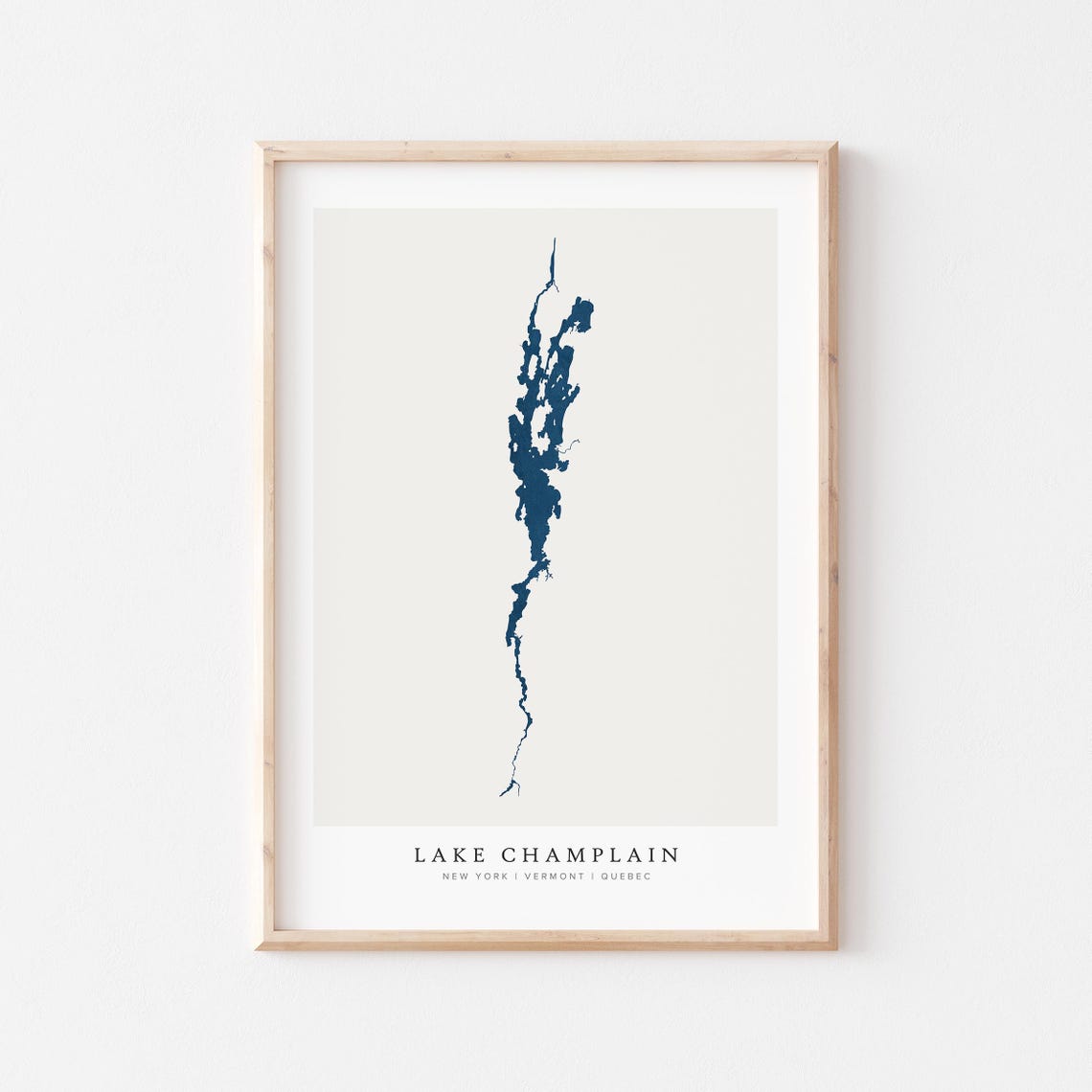 Lake Champlain New York Vermont Quebec Map Art Navy Minimalist Poster