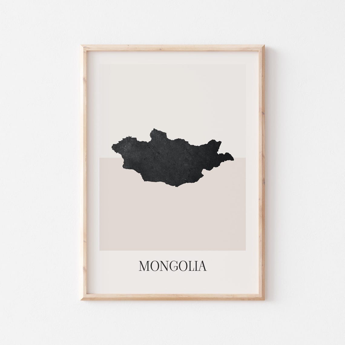 Mongolia Country Black Ink Map Silhouette Minimalist Art Poster