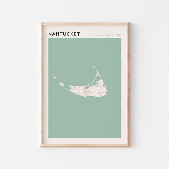Nantucket Massachusetts Minimalist Sage Green Modern City Map Poster
