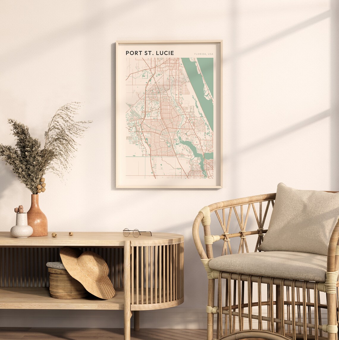 Port St Lucie Map Poster Port St Lucie Print Port St Lucie Poster Port St Lucie Wall Art Florida Travel Gift Farmhouse Wall Decor - Image 2